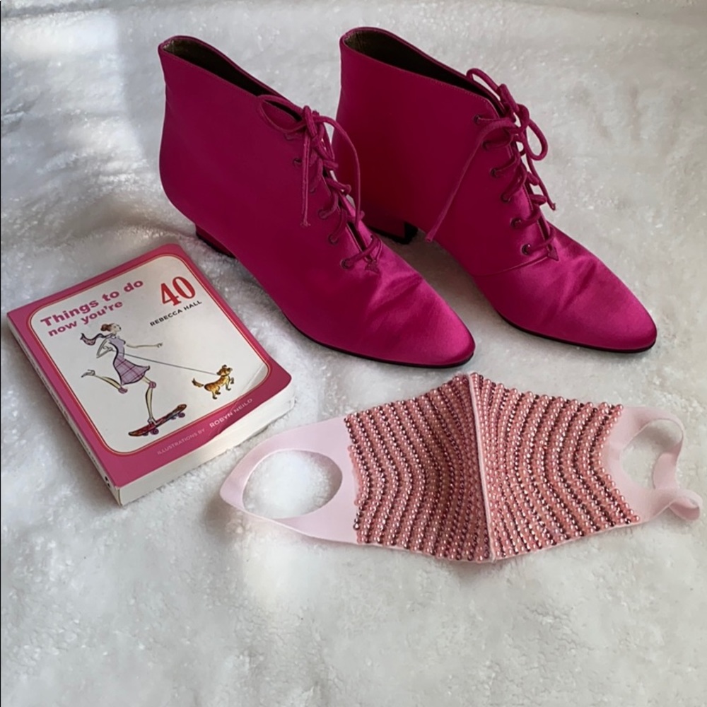 YVES SAINT LAURENT Pink Satin Boots Size 6 - Picture 3 of 17
